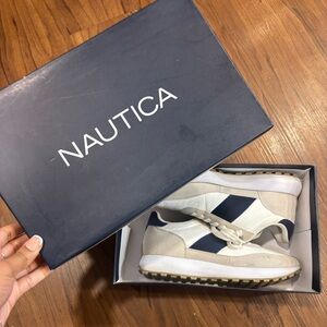 Nautica Cream and Navy Casual Sneakers